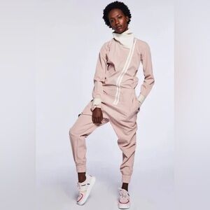 Jo+Jax Pink and White Long Sleeve Jumpsuit - Adult XS